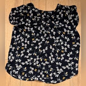 Loft Navy Blue Floral Top